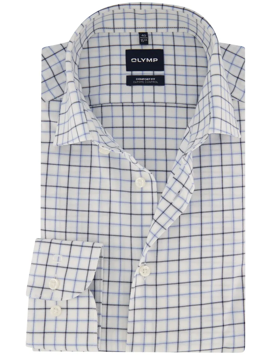 Olymp overhemd blauw geruit