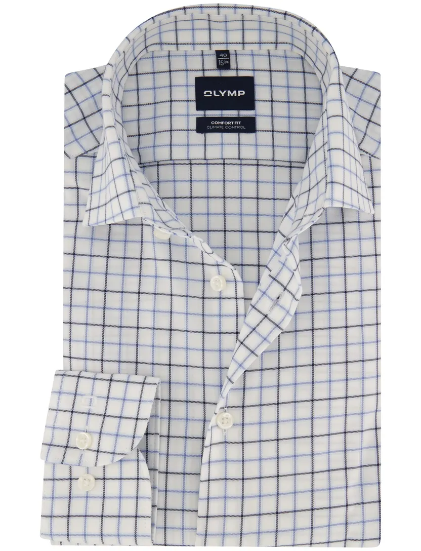 Overhemd Olymp blauw geruit