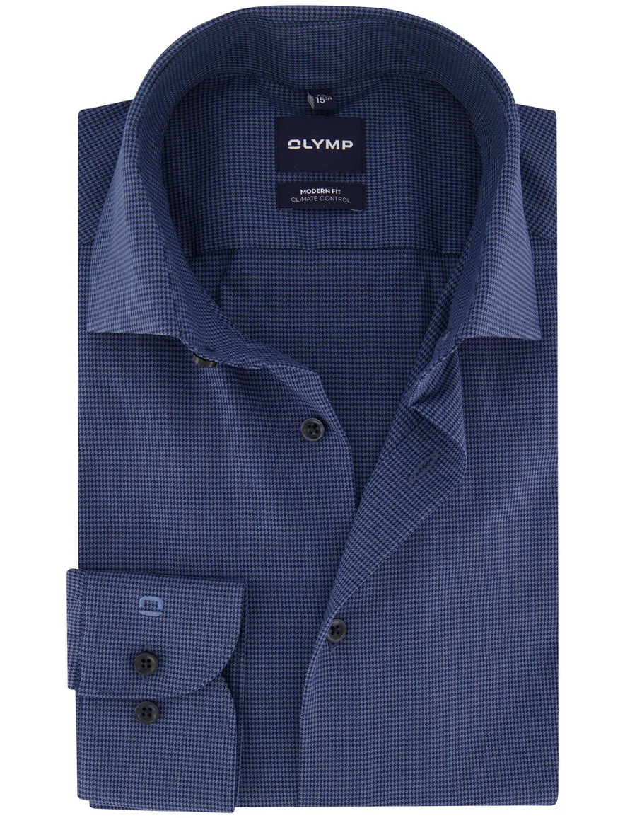 Olymp overhemd donkerblauw geprint