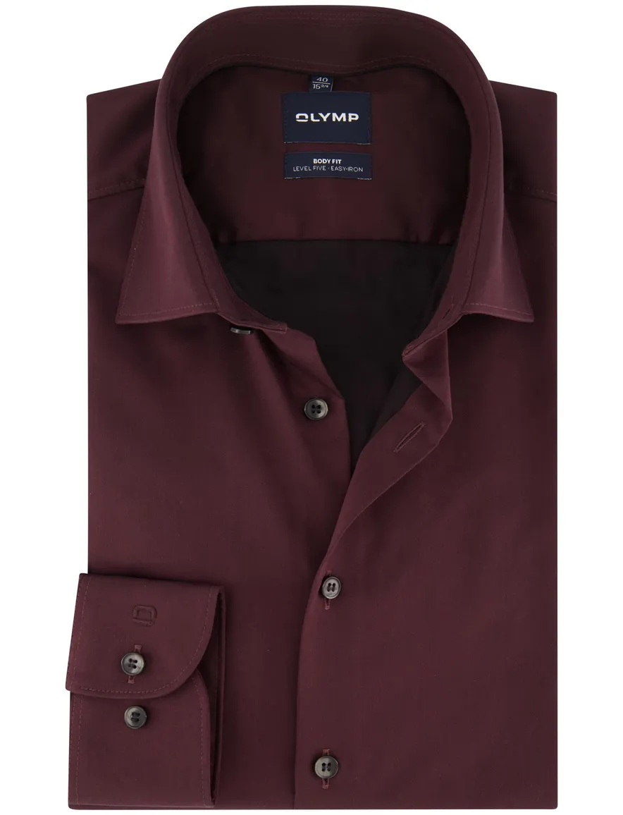 Olymp overhemd aubergine effen