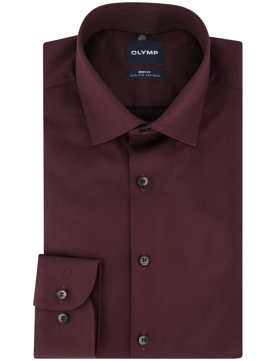 Olymp overhemd aubergine effen