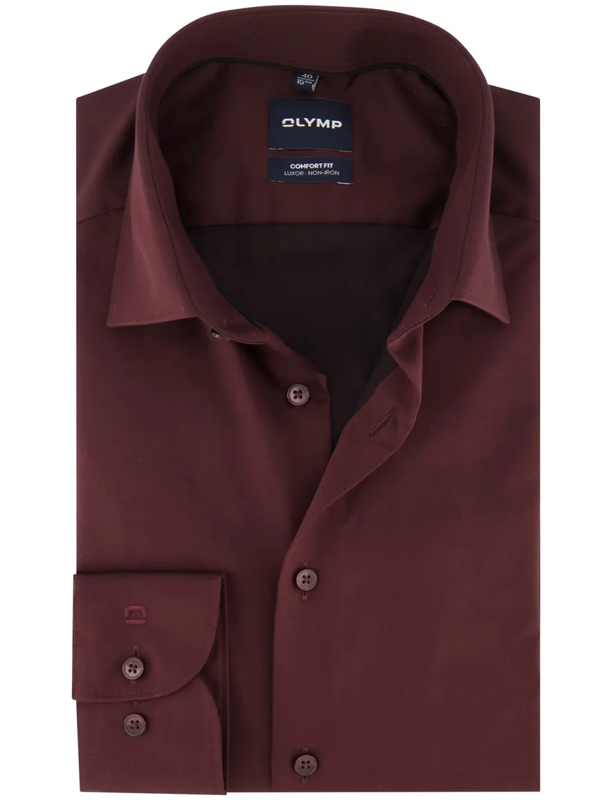 Olymp overhemd bordeaux strijkvrij