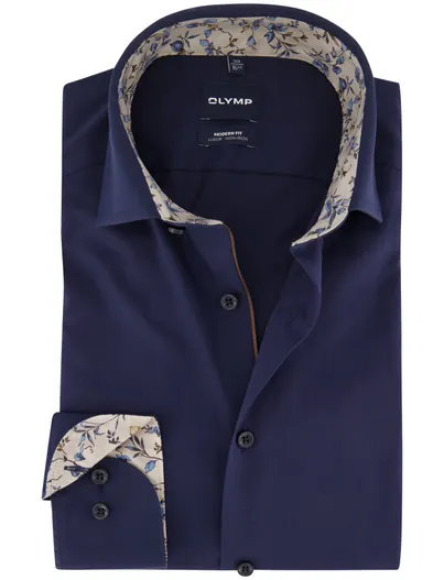 Olymp Overhemd Olymp donkerblauw katoen Luxor Modern Fit