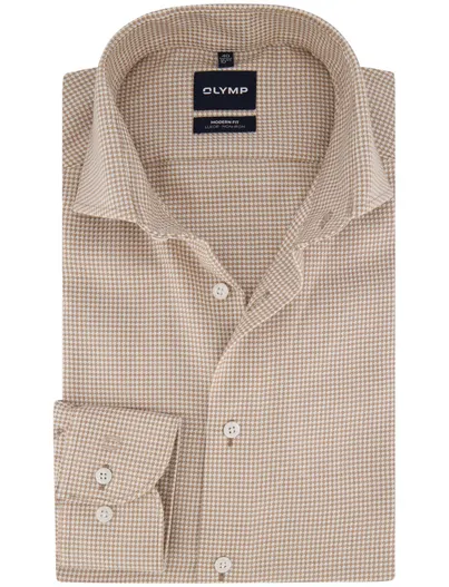 Olymp Olymp overhemd beige geprint