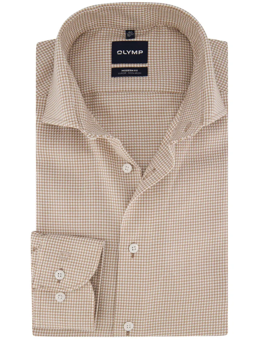 Overhemden Olymp beige geprint