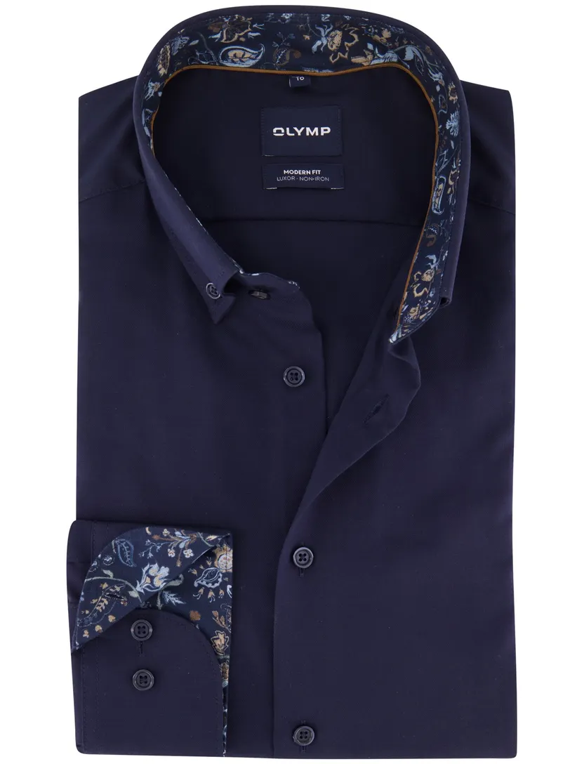 Overhemd Olymp Luxor Modern Fit donkerblauw strijkvrij