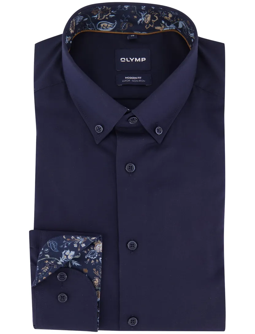 Overhemd Olymp Luxor Modern Fit donkerblauw strijkvrij