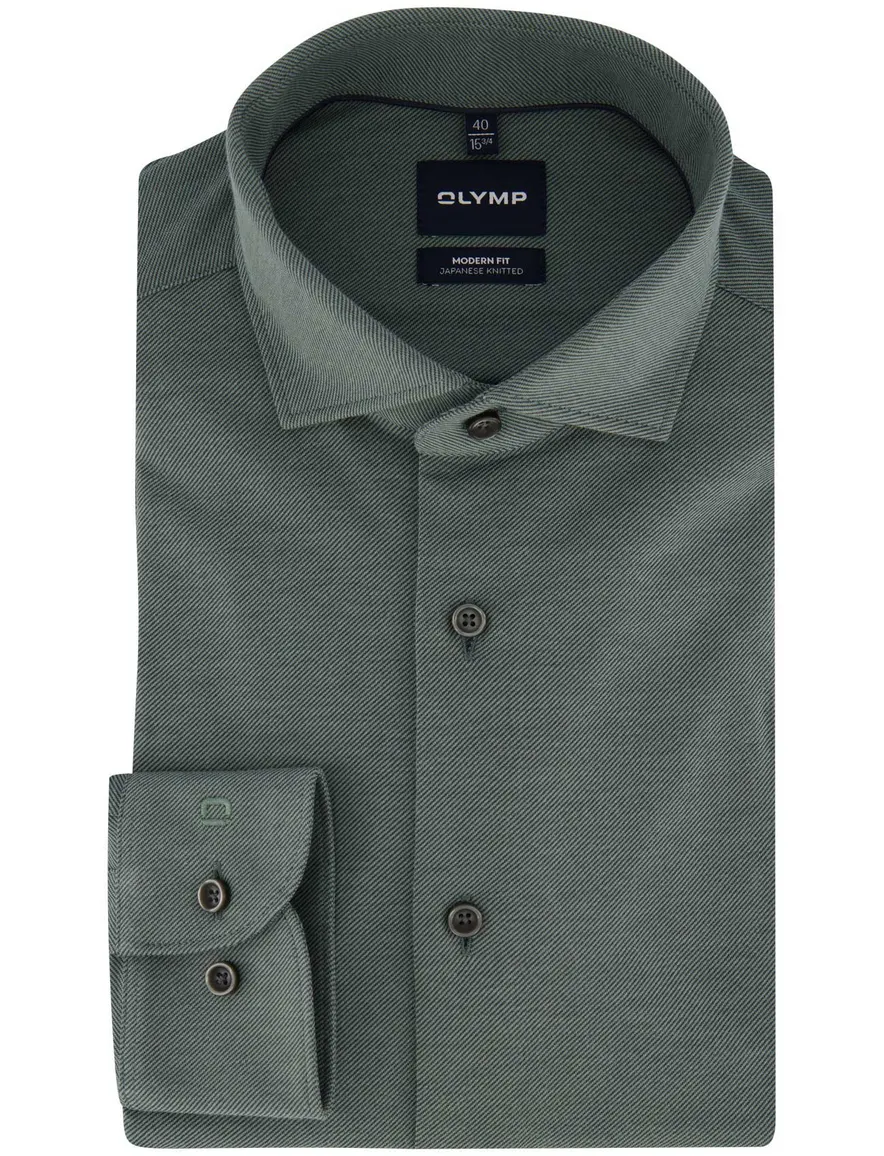Olymp overhemd groen knitted