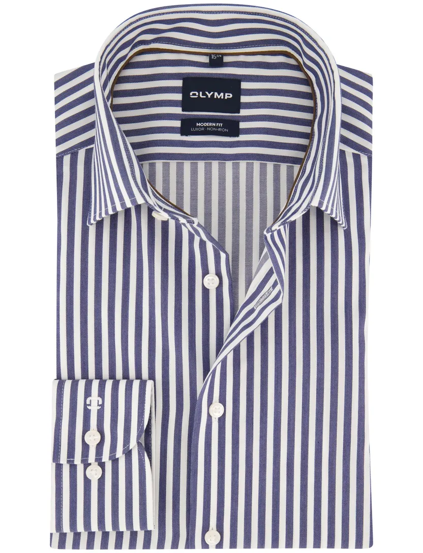 Zakelijk overhemd Olymp blauw strijkvrij