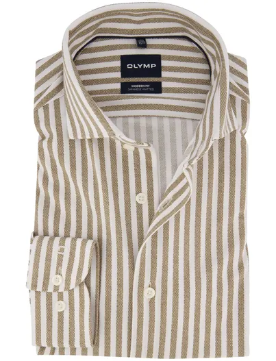 Olymp Overhemd Olymp bruin Japanese Knitted stretch