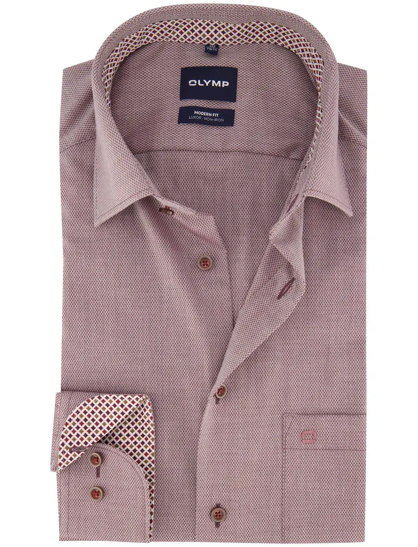 Overhemd Olymp bordeaux semi-wide spread boord