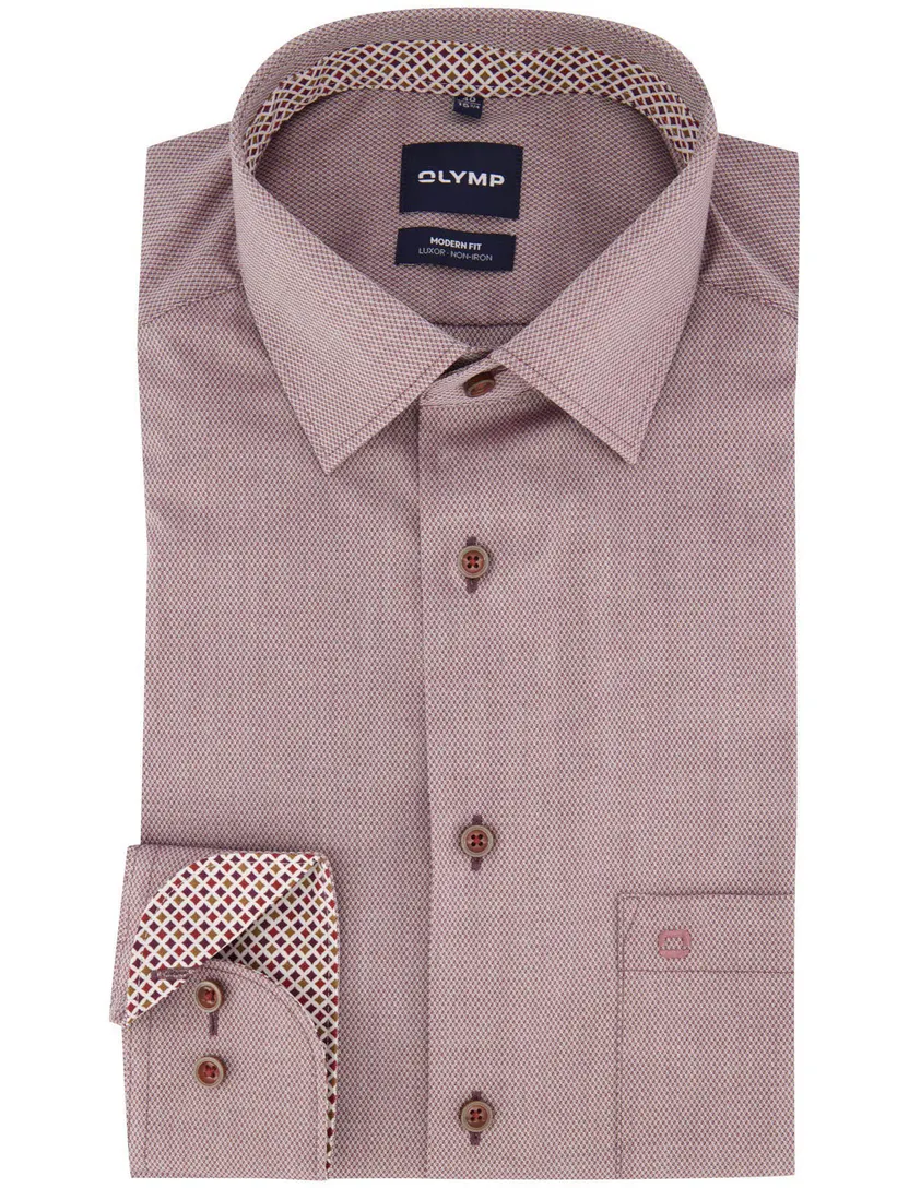 Overhemd Olymp bordeaux semi-wide spread boord
