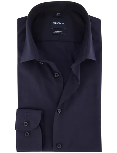 Olymp Overhemd Olymp donkerblauw strijkvrij geprint
