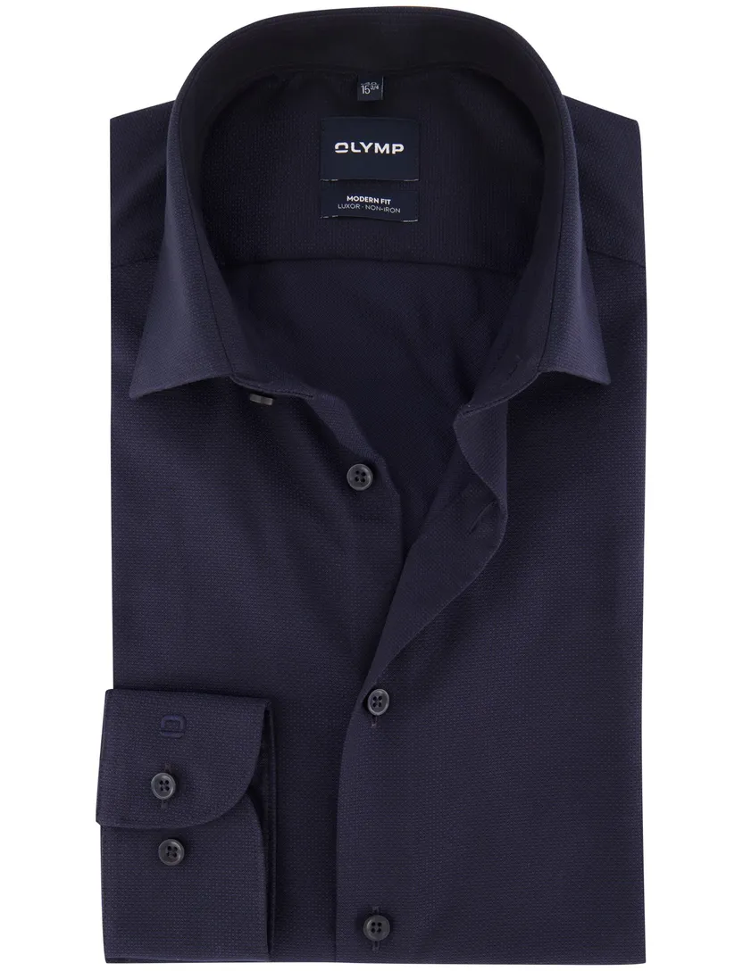 Overhemd Olymp donkerblauw strijkvrij geprint
