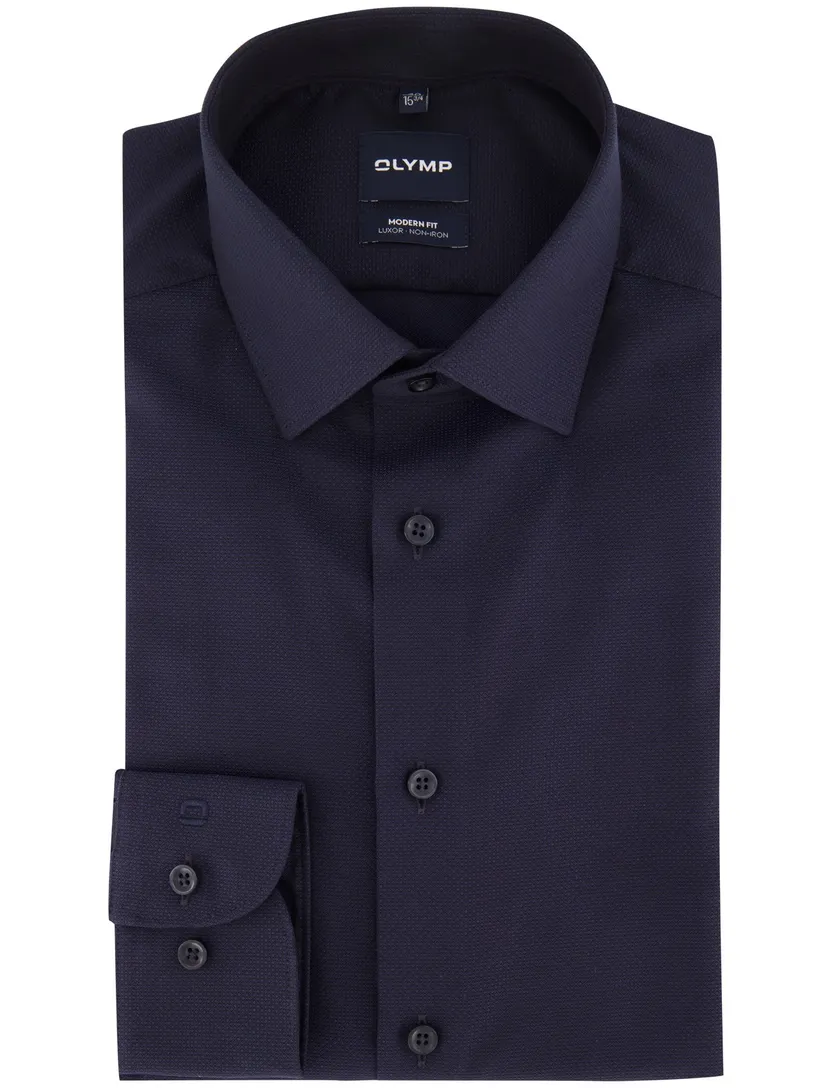 Overhemd Olymp donkerblauw strijkvrij geprint