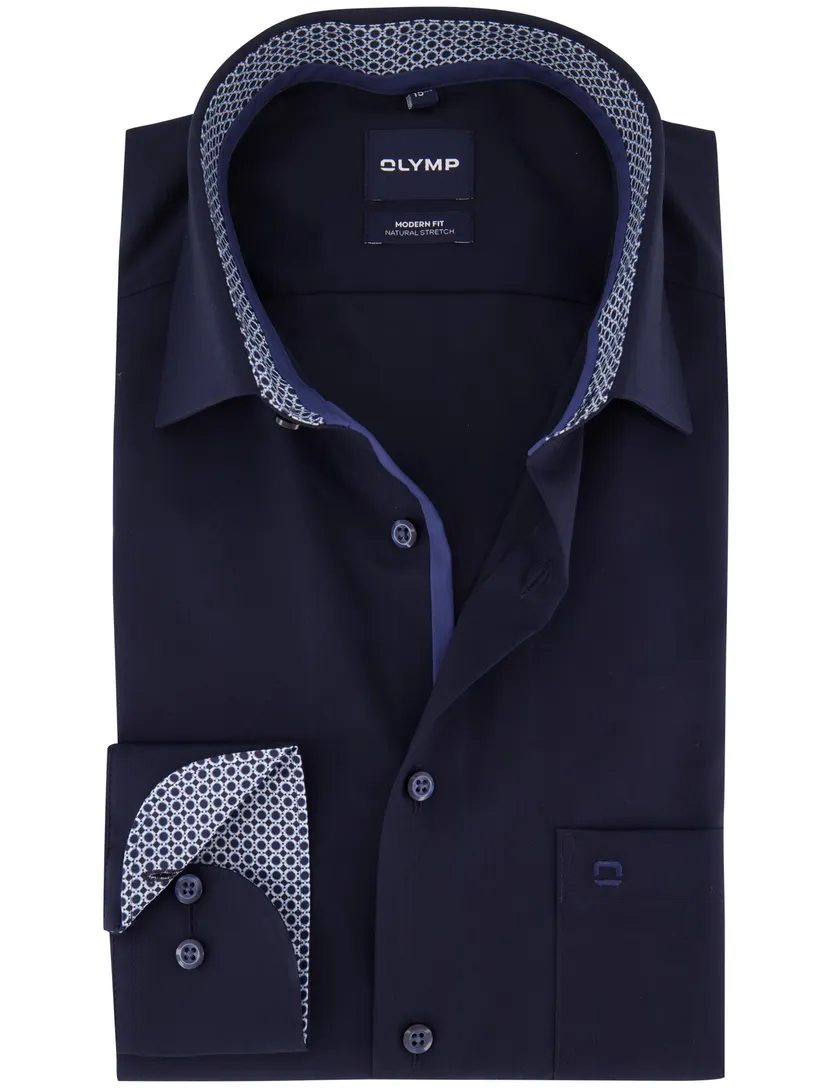 Overhemd Olymp donkerblauw stretch