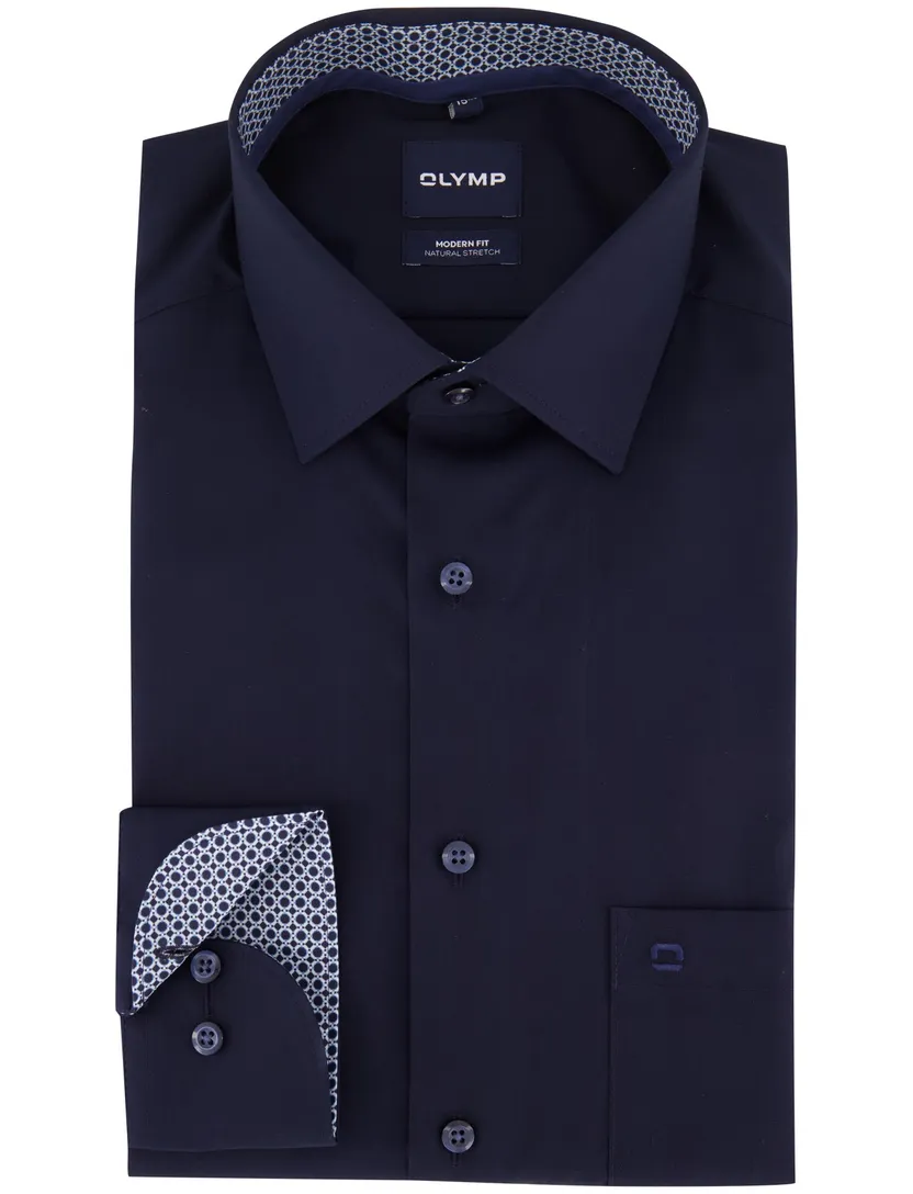 Overhemd Olymp donkerblauw stretch