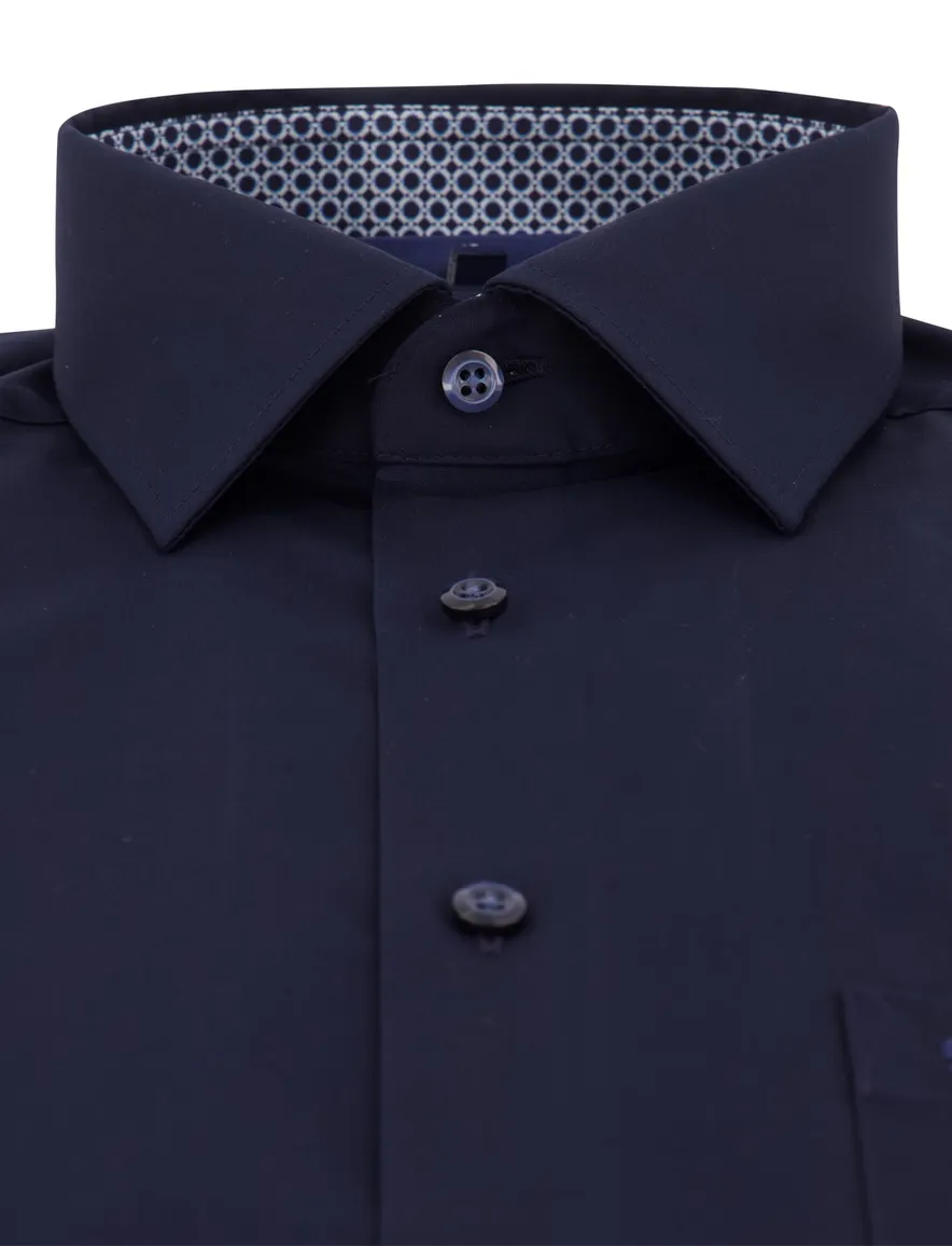 Olymp overhemd donkerblauw stretch