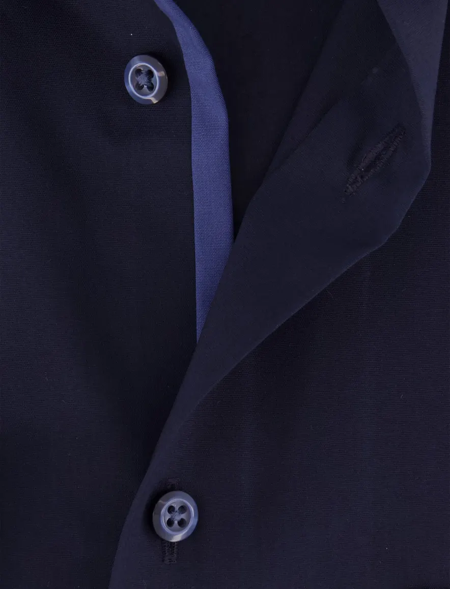 Olymp overhemd donkerblauw stretch