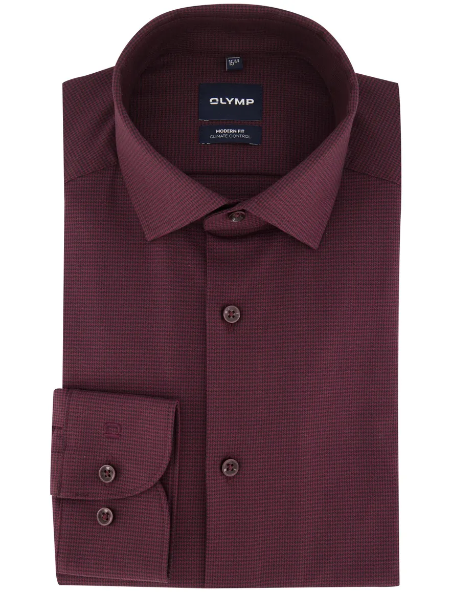 Olymp overhemd bordeaux met print