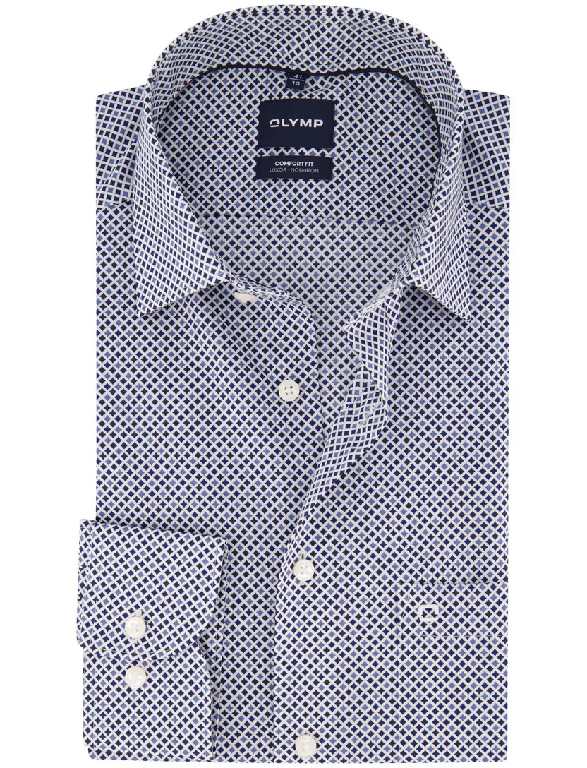 Overhemd Olymp blauw geprint