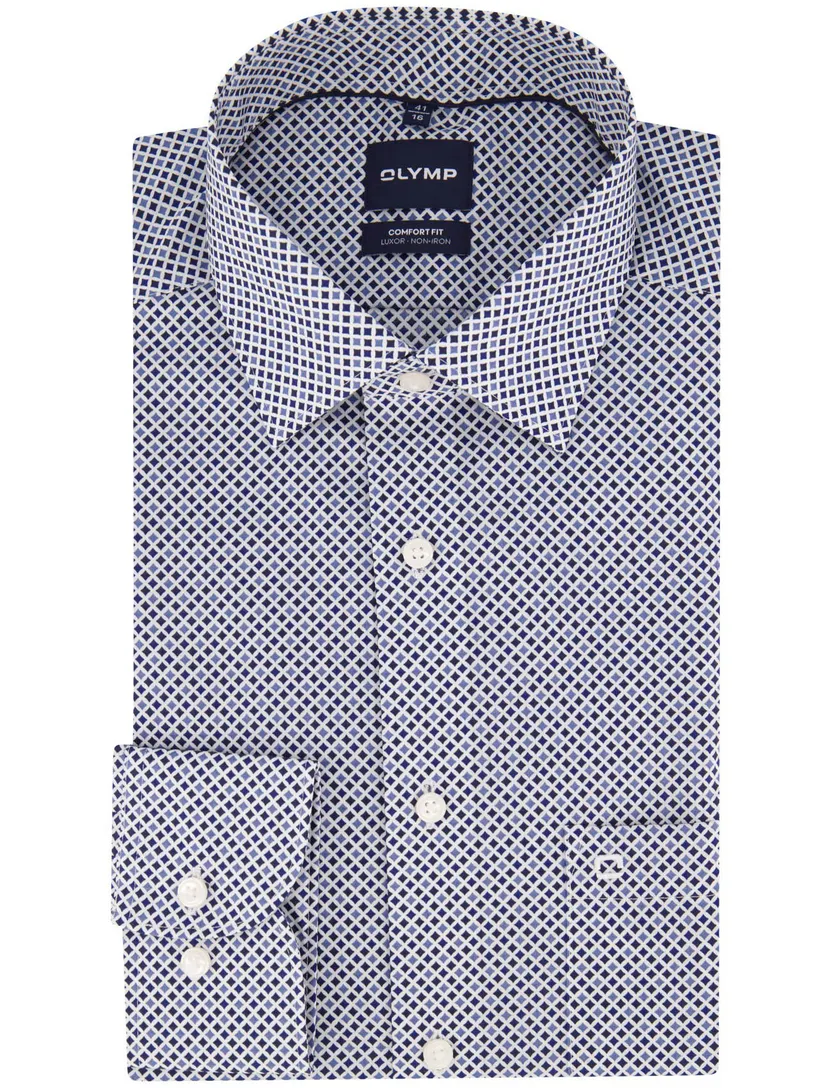 Overhemd Olymp blauw geprint