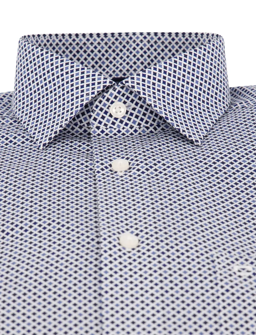 Olymp overhemd blauw geprint