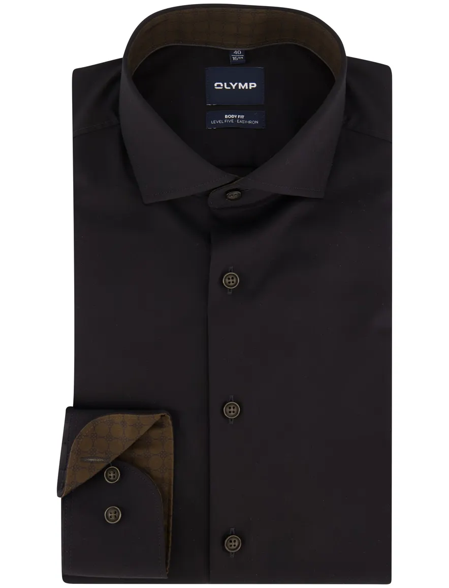 Olymp overhemd zwart Easy Iron