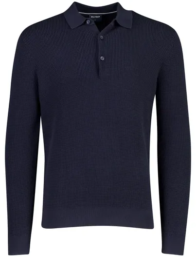 Olymp Poloshirt Olymp donkerblauw structuur