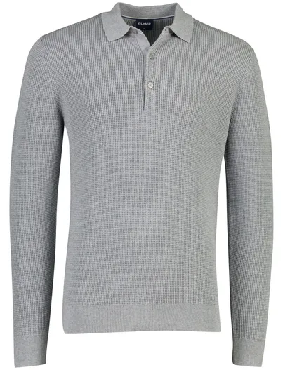Olymp Olymp poloshirt grijs effen