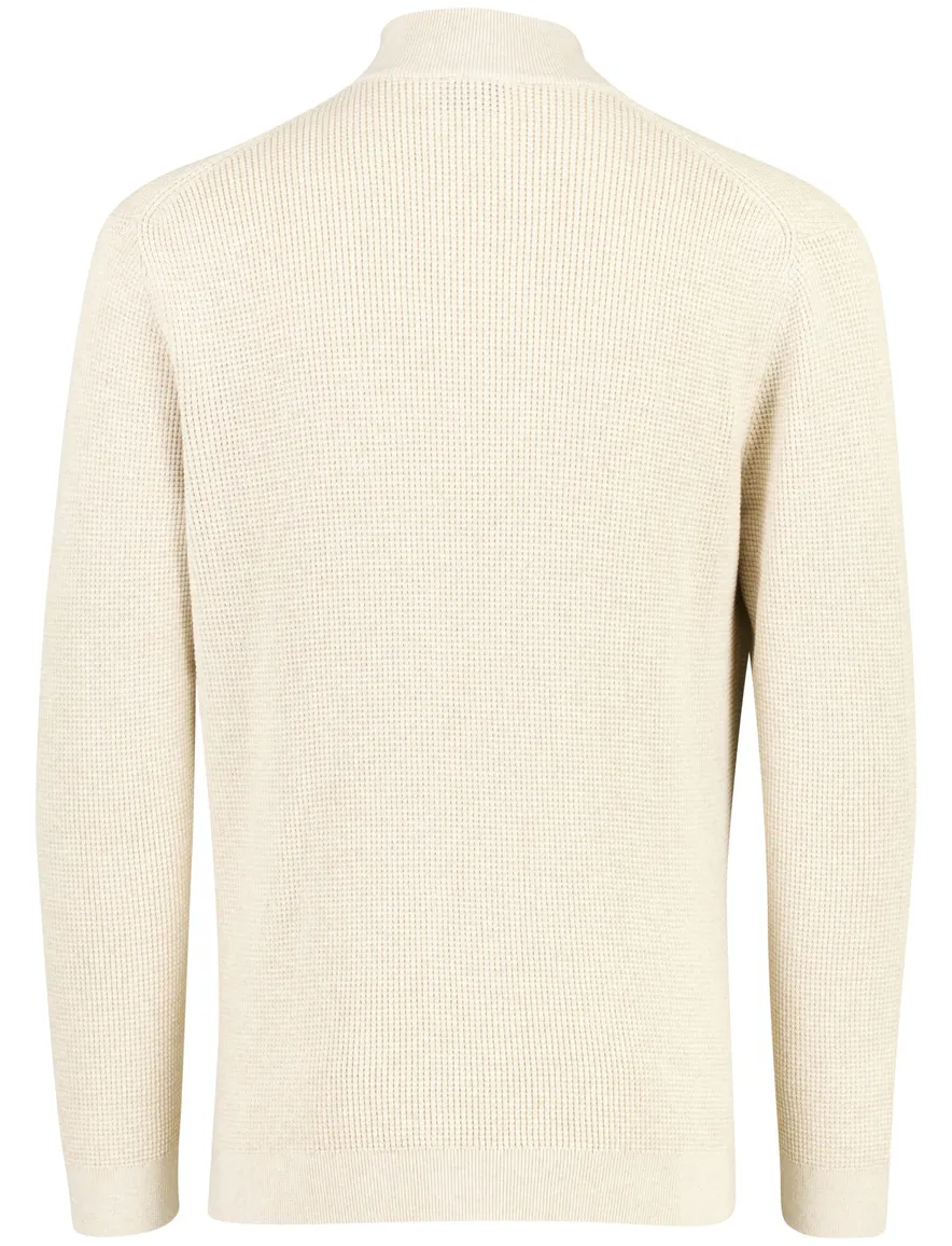 Olymp trui half zip beige gebreid structuur