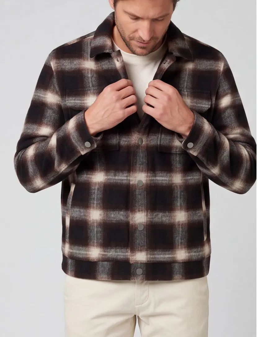 Overshirt Brax bruin geruit met borstzak