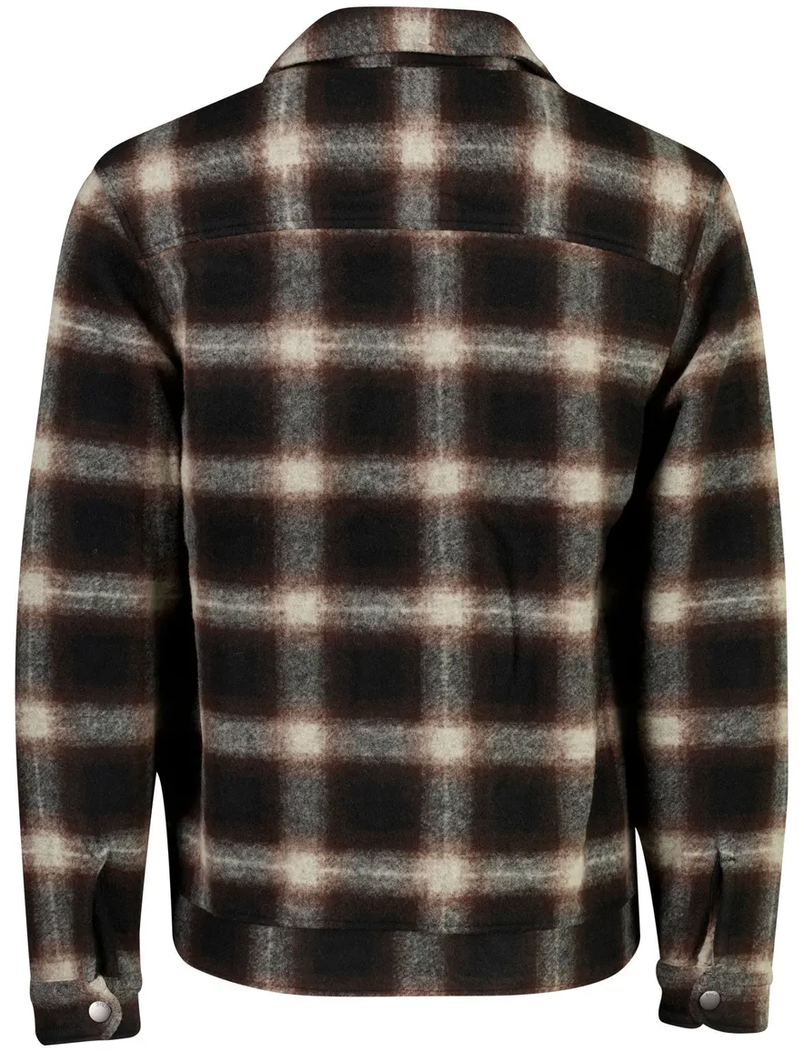 Brax overshirt bruin geruit met borstzak