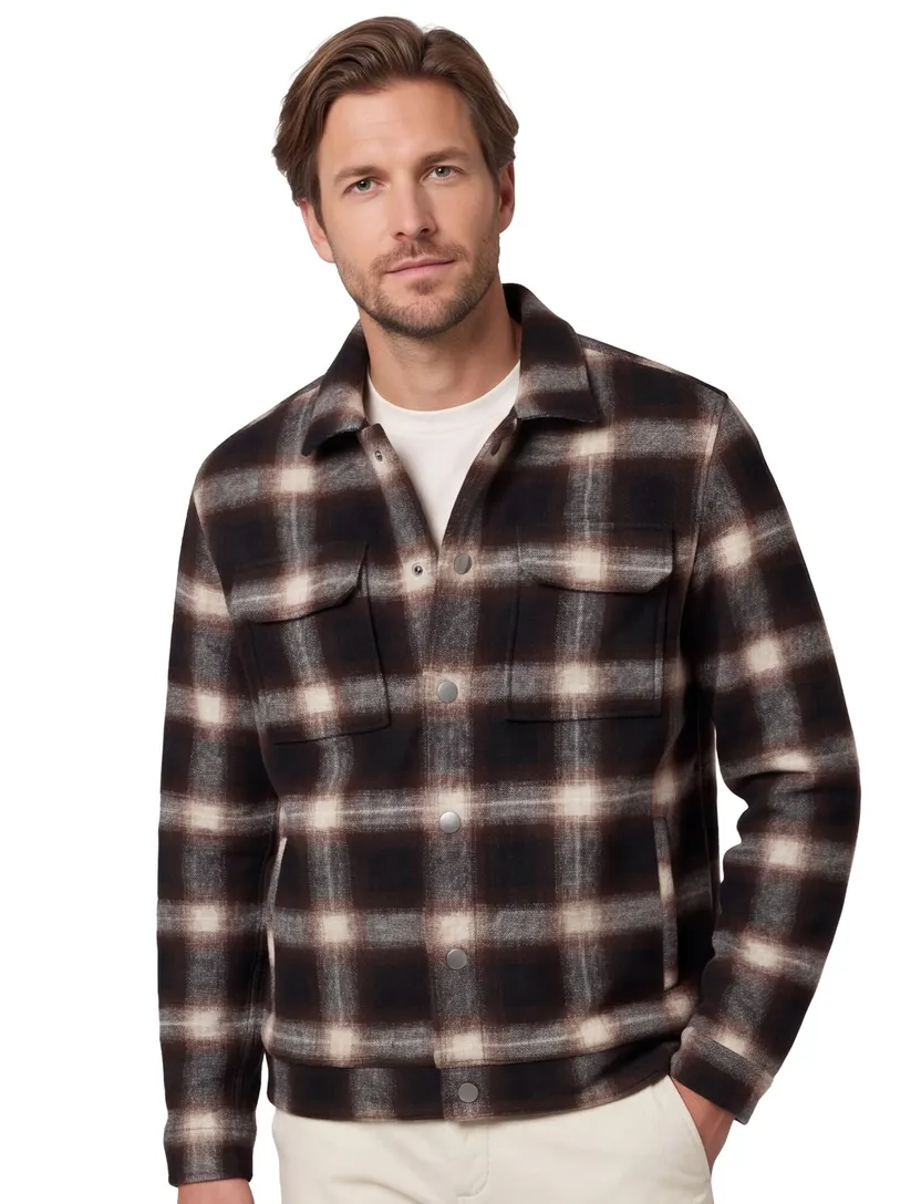 Overshirt Brax bruin geruit met borstzak