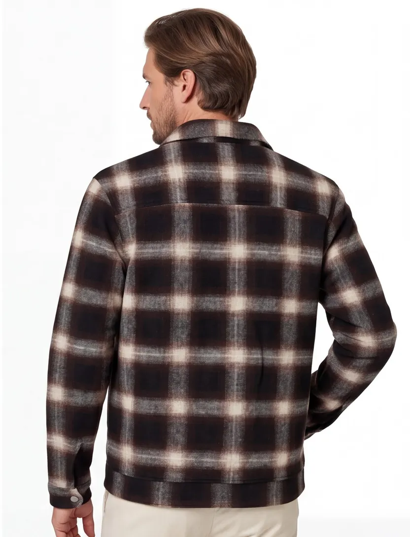 Overshirt Brax bruin geruit met borstzak
