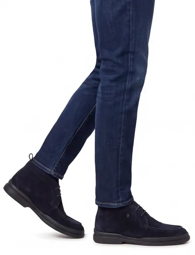 Floris van Bommel Floris van Bommel veterschoenen donkerblauw suède
