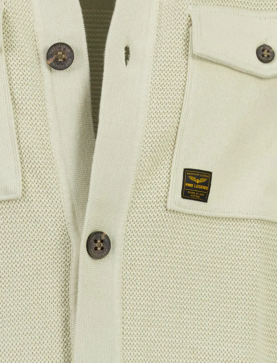 PME Legend overshirt beige structuur met borstzak
