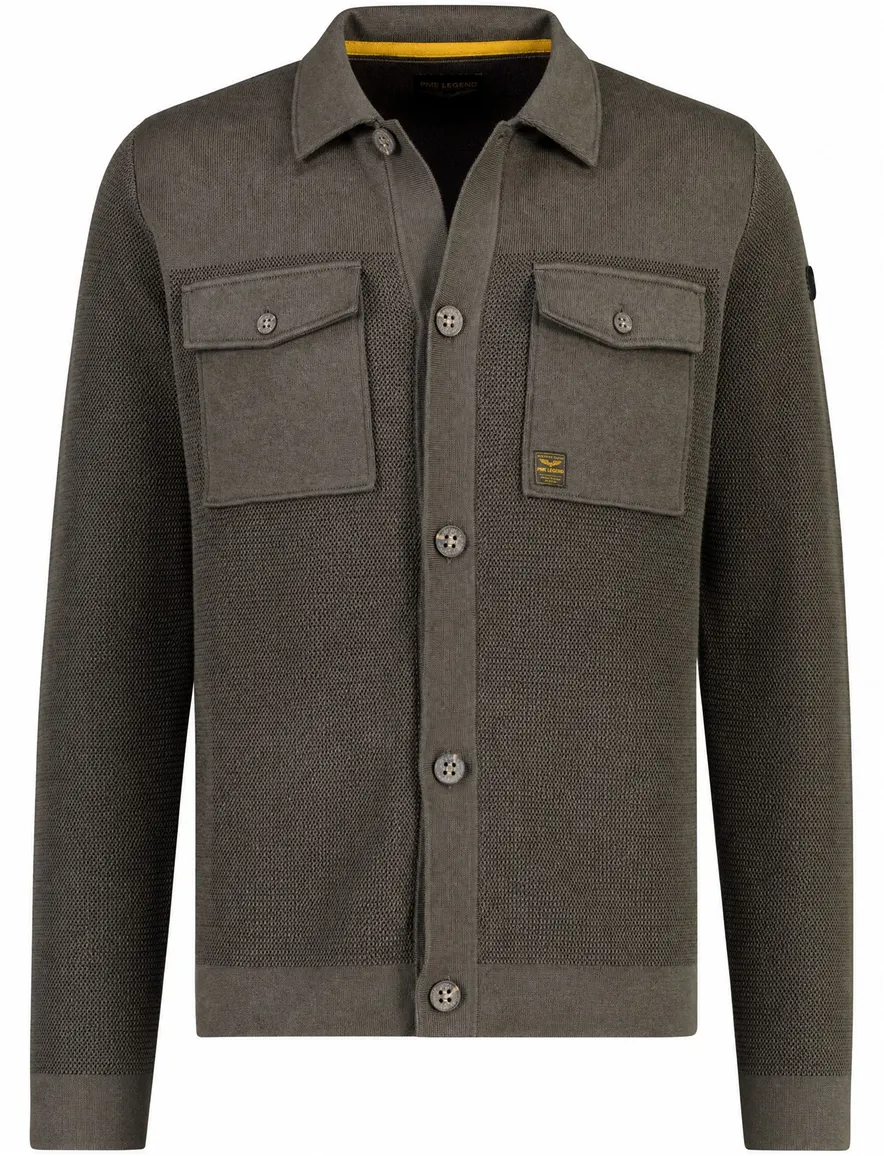 PME Legend overshirt donkergroen met structuur