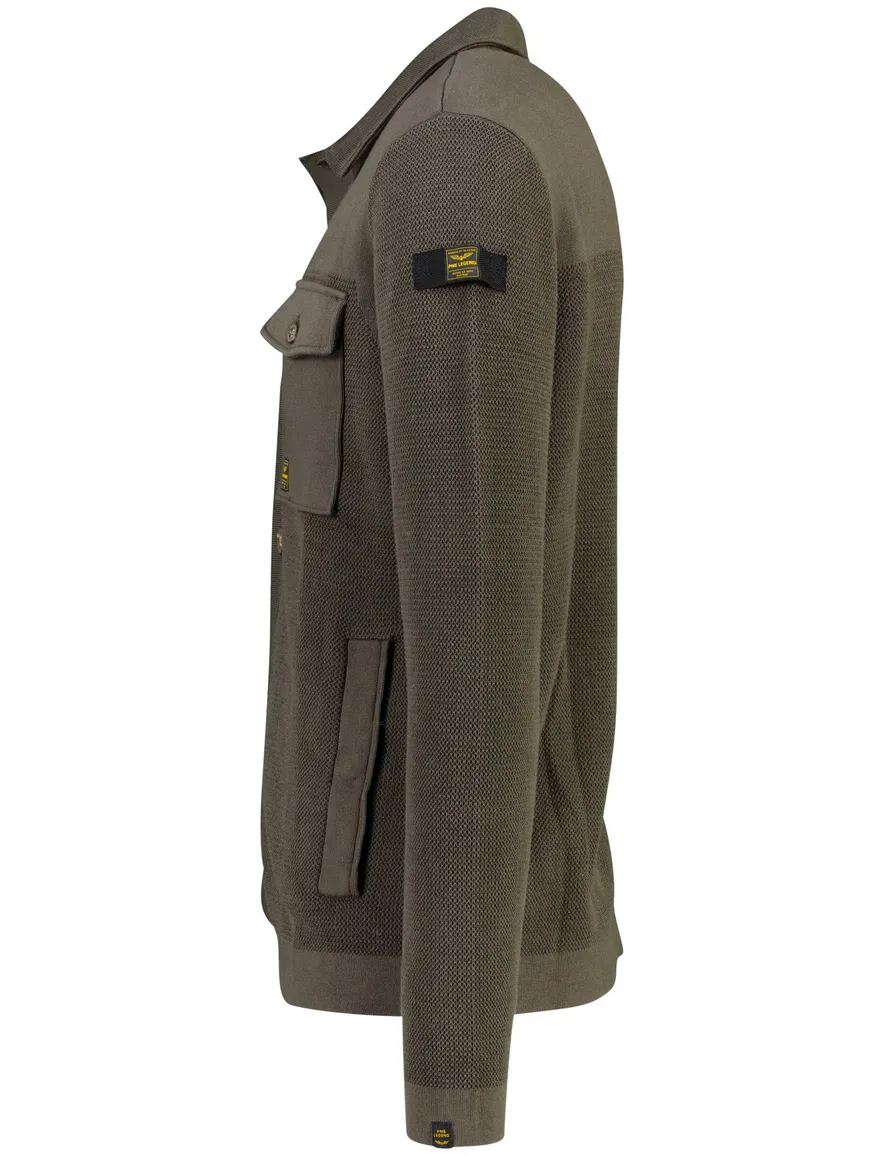 PME Legend overshirt donkergroen met structuur