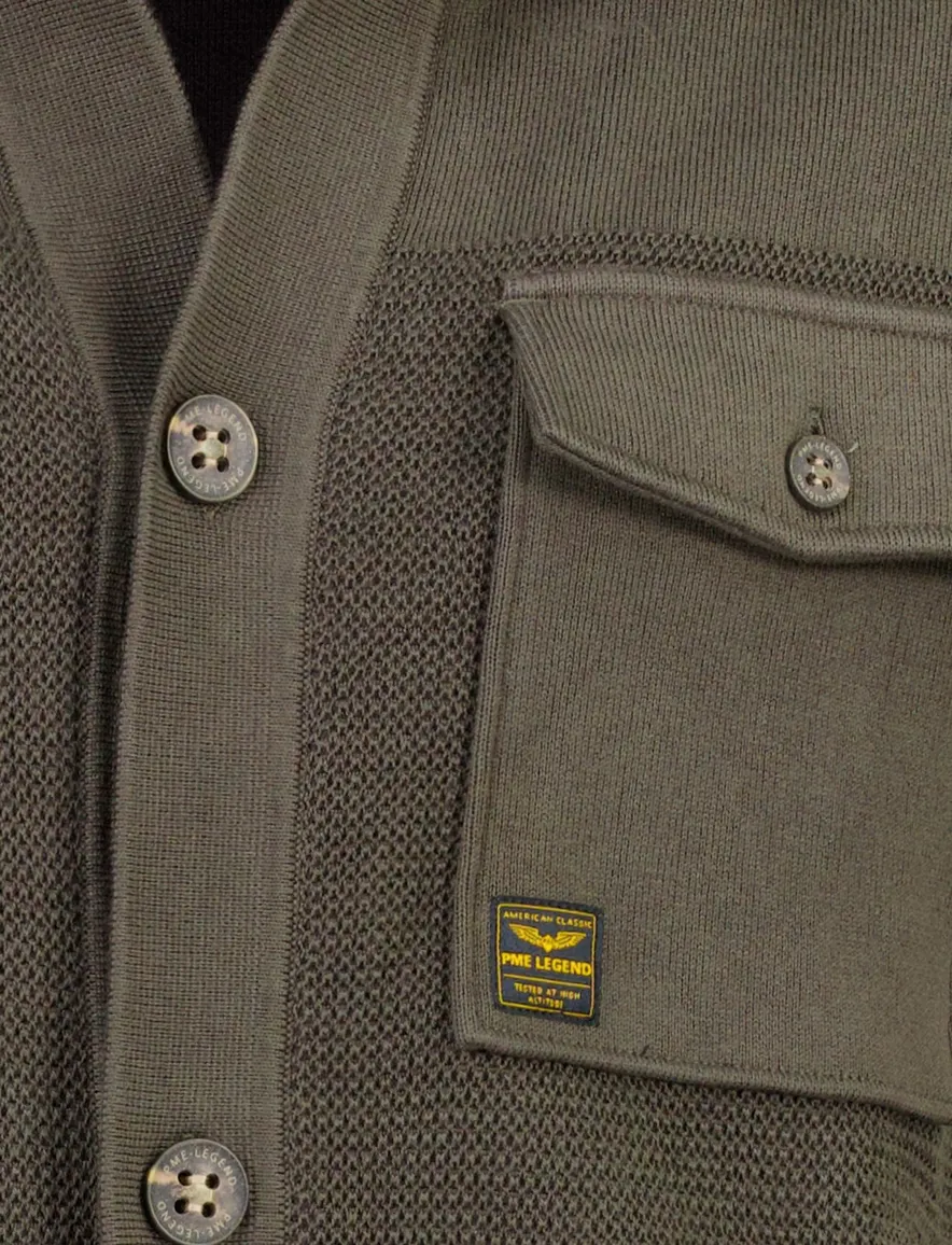 PME Legend overshirt donkergroen met structuur