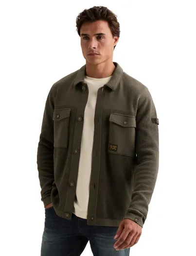 PME Legend PME Legend overshirt donkergroen met structuur