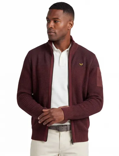 PME Legend PME Legend vest bruin geprint gebreid