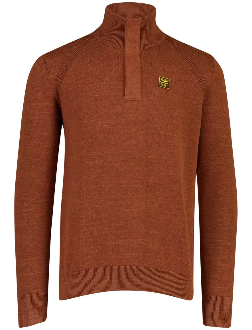 PME Legend trui half zip oranje gemeleerd gebreid