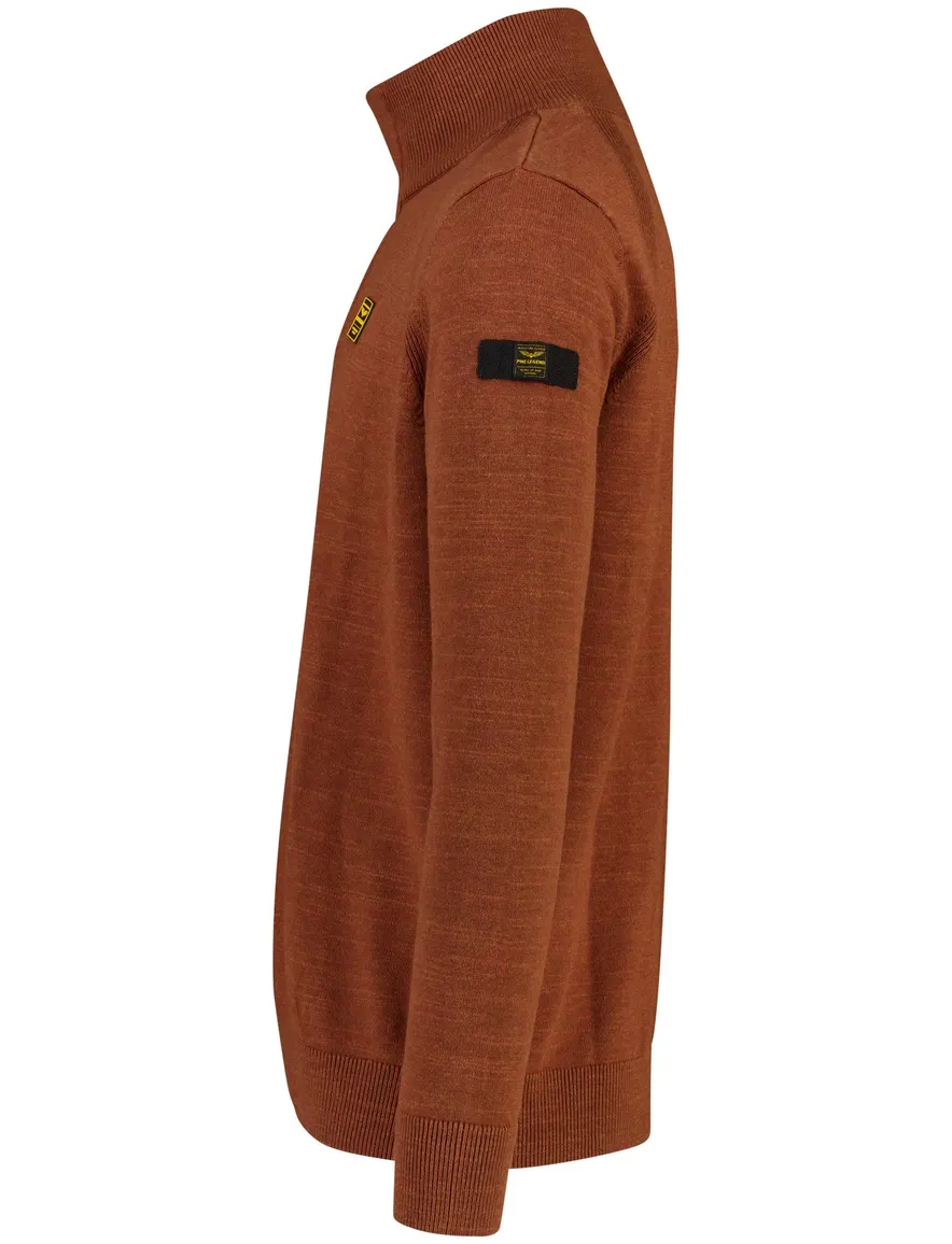 PME Legend trui half zip oranje gemeleerd gebreid