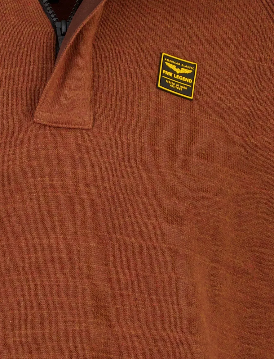 PME Legend trui half zip oranje gemeleerd gebreid