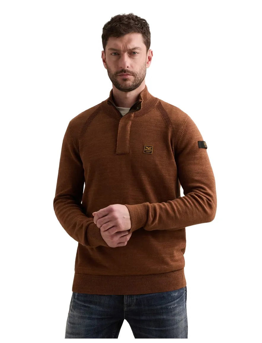 PME Legend trui half zip oranje gemeleerd gebreid