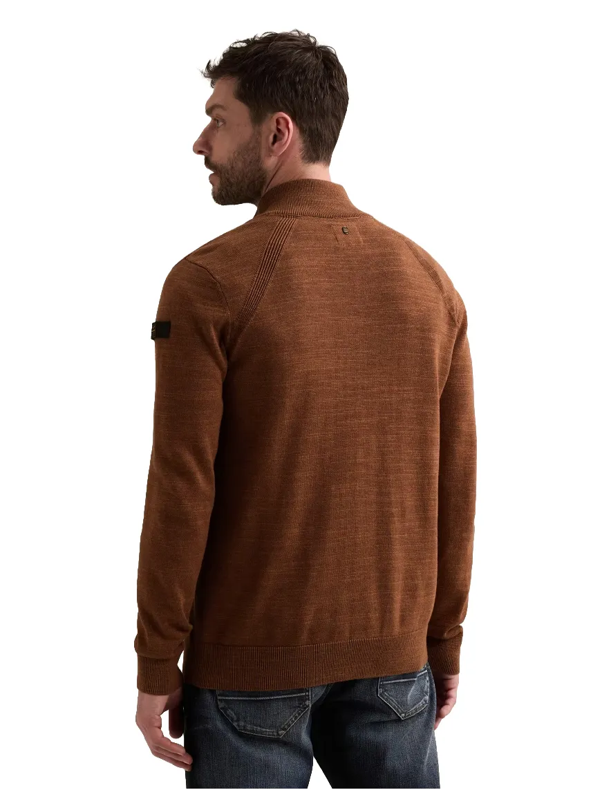 PME Legend trui half zip oranje gemeleerd gebreid