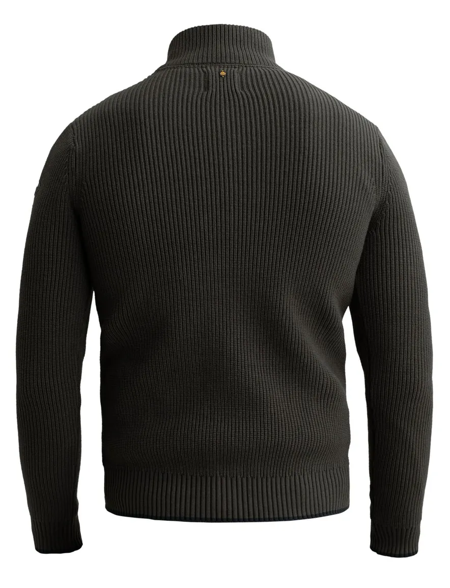PME Legend trui half zip donkergroen met structuur