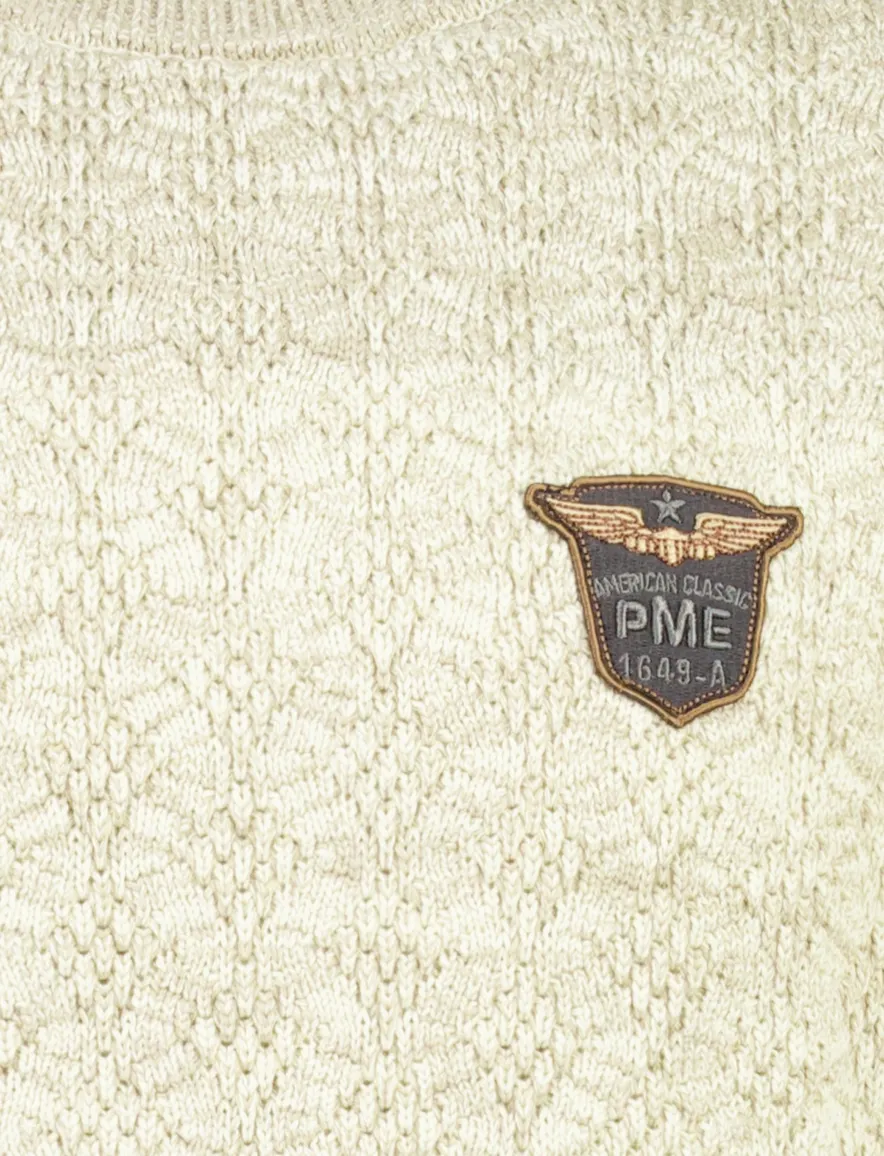 PME Legend trui ronde hals beige gemeleerd