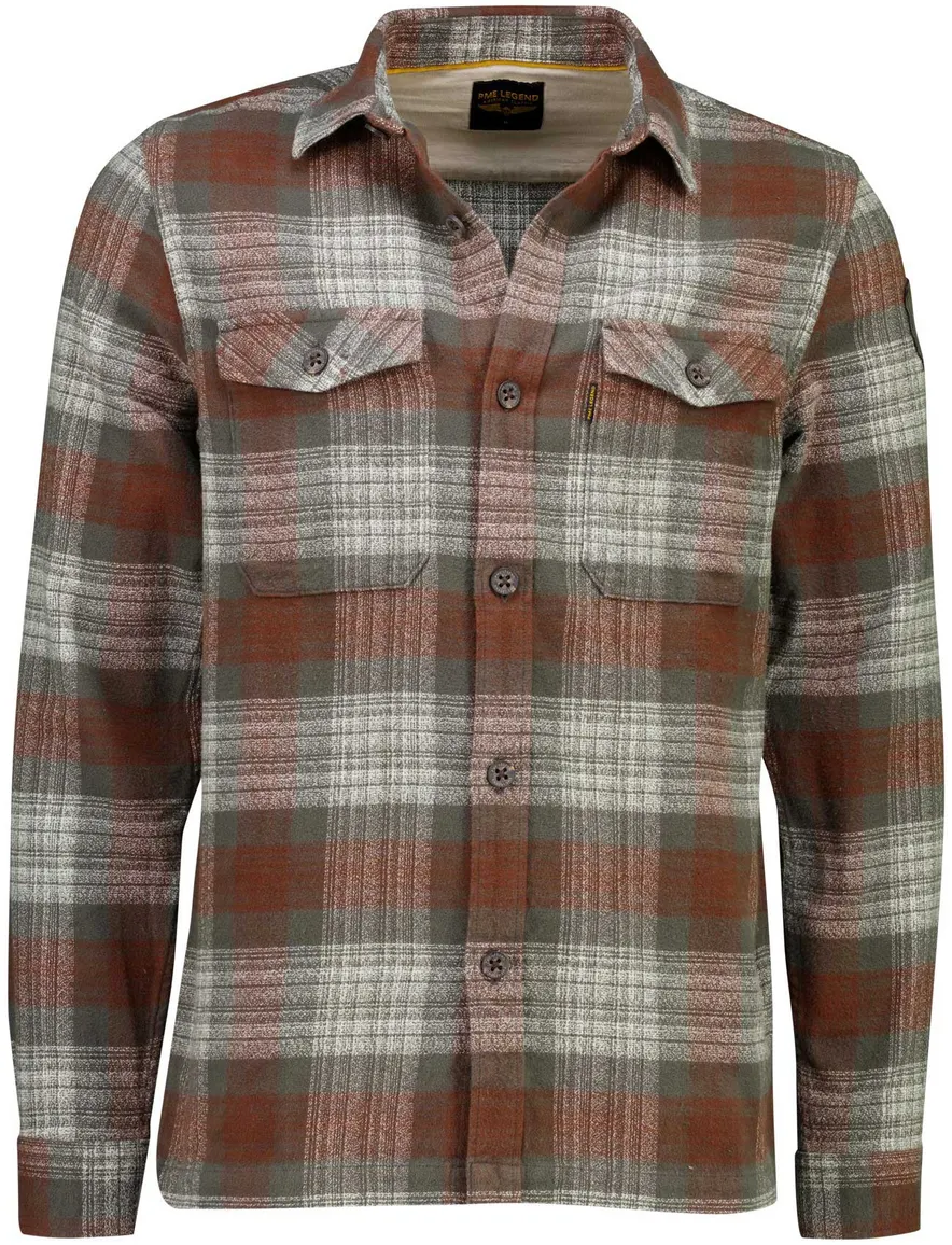 PME Legend overshirt bruin geprint met borstzak